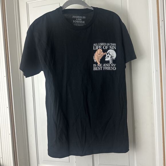 Assholes*s Live Forever Shirt Mens Medium Black Best Friend Graphic Tee - Picture 3 of 5